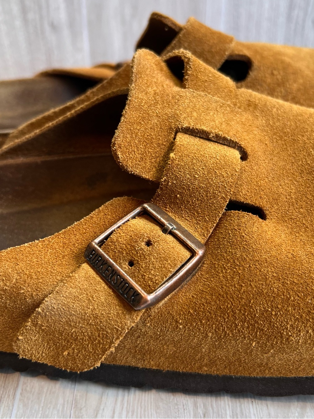 Birkenstock Women's Suede Slip-On Clog in Cognac - Picture 5 of 14